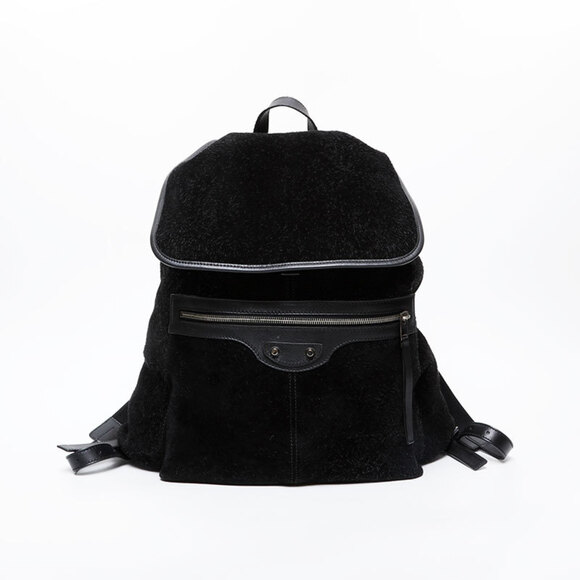 BALENCIAGA Handbags - Balenciaga Leather Suede Lock Backpack/Daypack, Black, WS21590